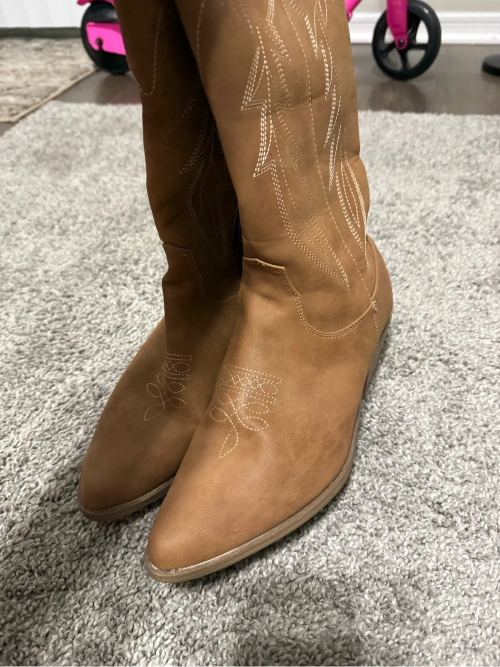 No Boundaries Tan Western Lace-Up Heeled Boots - Picture 1 of 5